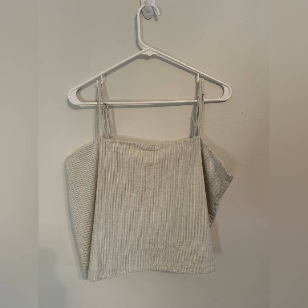 NWT Z Supply Ballast Casita Stripe Tank Sandstone Crop Women's Size Large Cotton - Picture 5 of 12